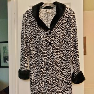 ANNA, Lightly worn coat, dalmatian style color, size large(runs smaller).